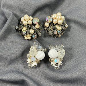 LOT 2 Vintage Eugene Cluster Earrings Clip On